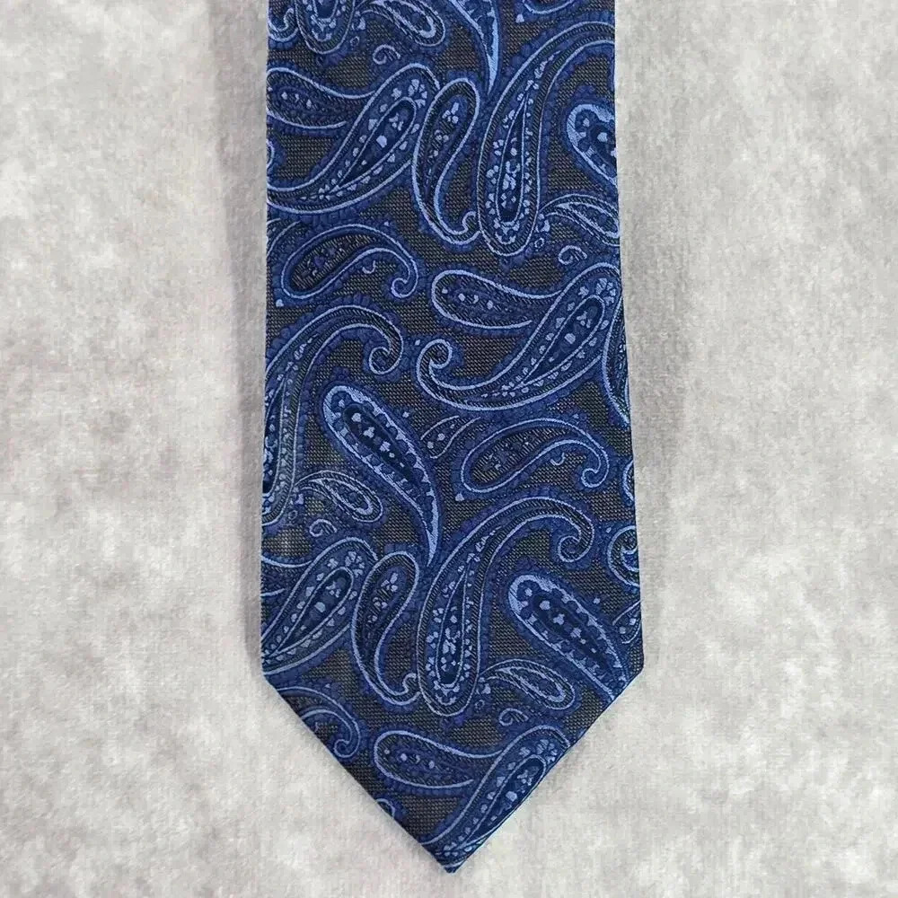 Pronto Como Blue‎ Paisley Floral Techno care 100% Silk Men's Neck Tie NWT